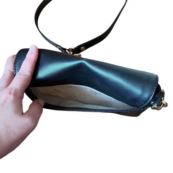 TORY Burch Women Clutch wallet/Crossbody Bag- Gold chain/black leather - Picture 6 of 11